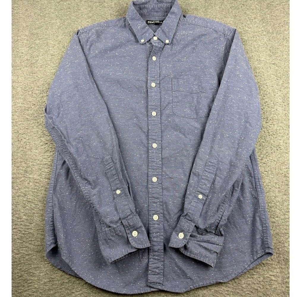 J. Crew Mercantile Men's Medium Blue Speckled Slub Cotton Button Down Shirt